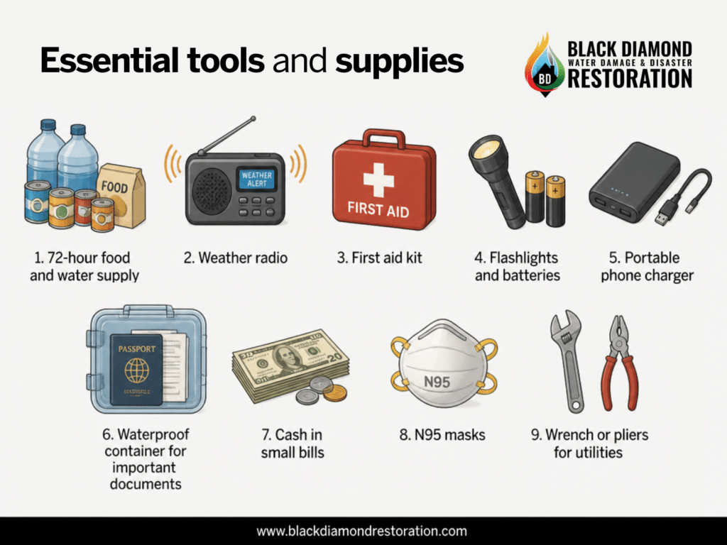 Black diamond emergency plan outlining safety procedures and evacuation routes for various emergency situations